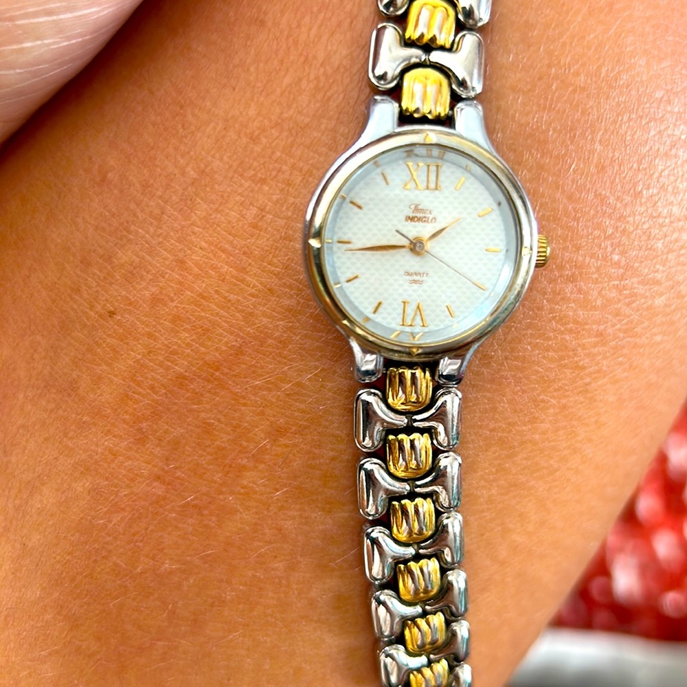 Timex Indiglo Women's Two Toned Bracelet Band Analog Watch Water Resistant